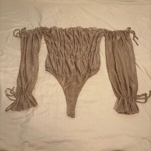 Fashion Nova Tan Off-Shoulder Bodysuit Size XL